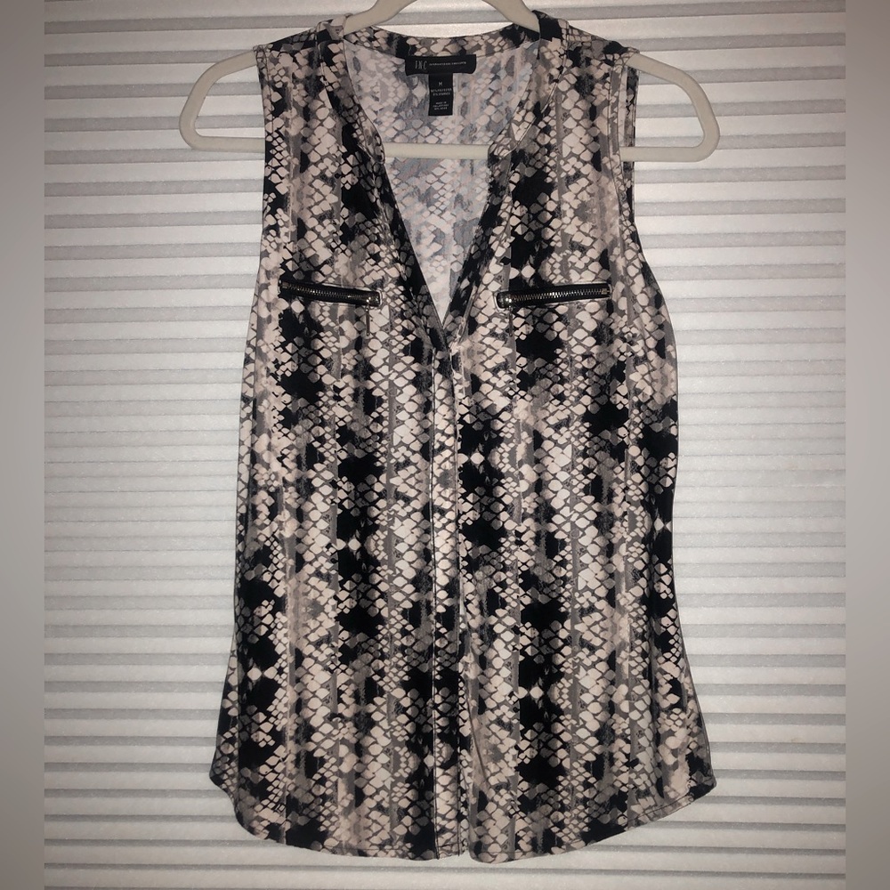INC Sleeveless Snakeskin Pattern Blouse
